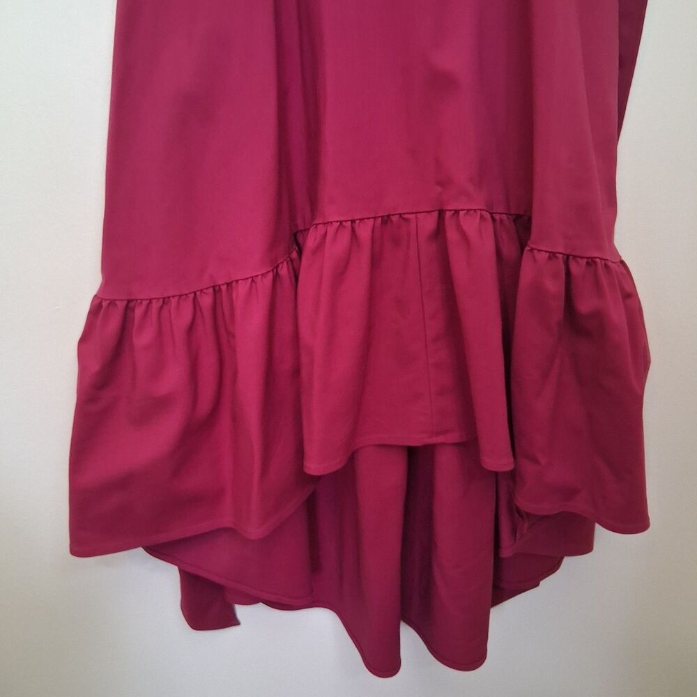 Mark & James Badgley Mischka Hot Pink Asymmetrical Hem Dress Midi Size 8 Pockets - Picture 5 of 12